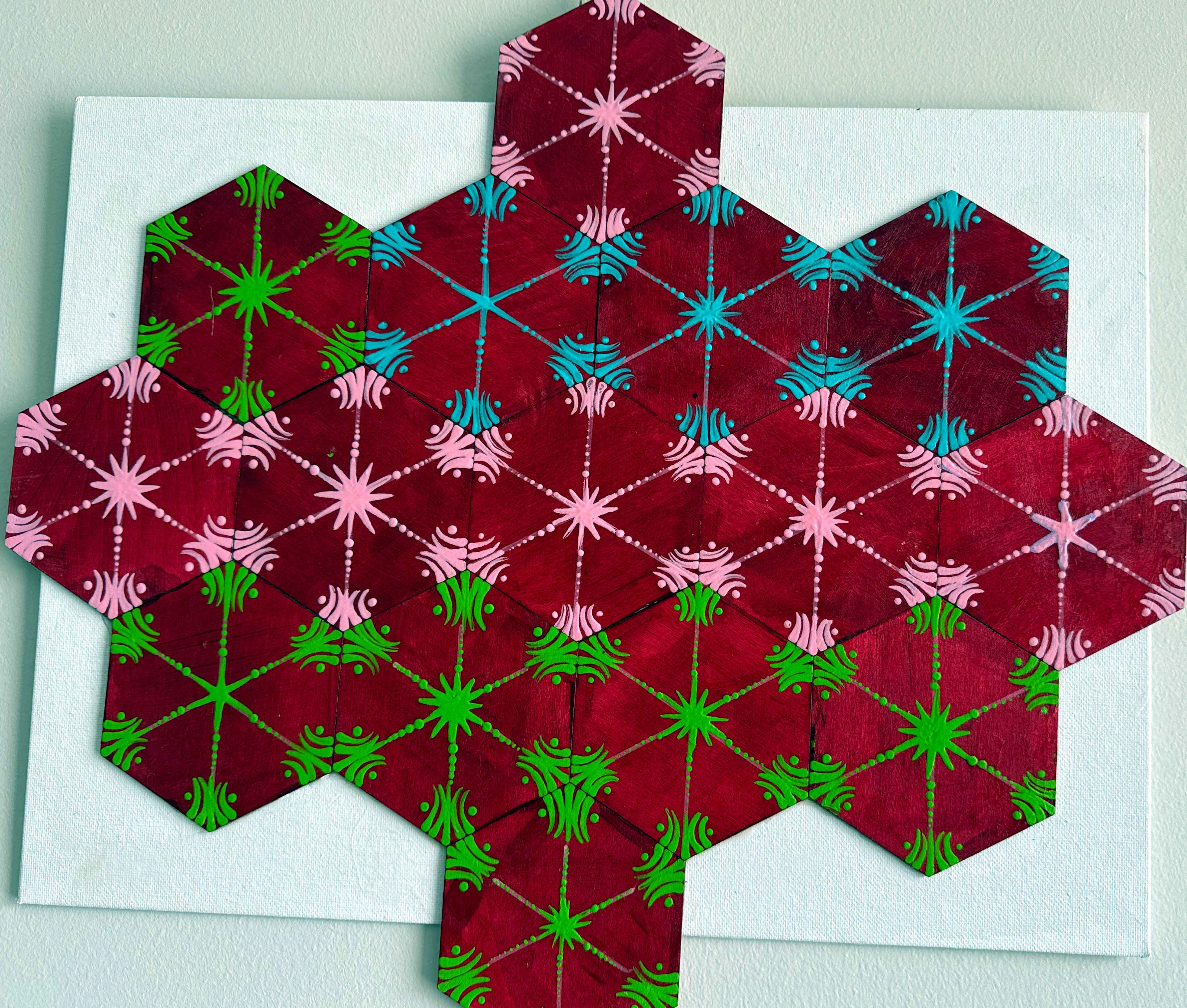 Hexagon shaped Dot Mandala Art