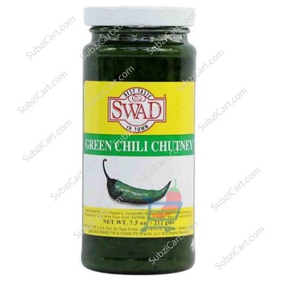 Swad Green Chilli Chutney, 7.5 Oz