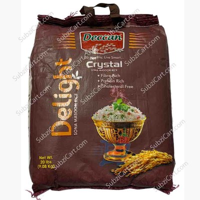 Deccan Delight Crystel Sona Masoori Rice, 20 Lb
