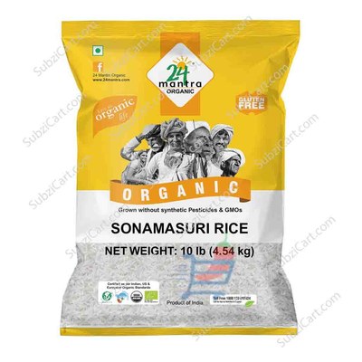 24 Mantra Organic White Sona Masoori Rice, 10 Lb