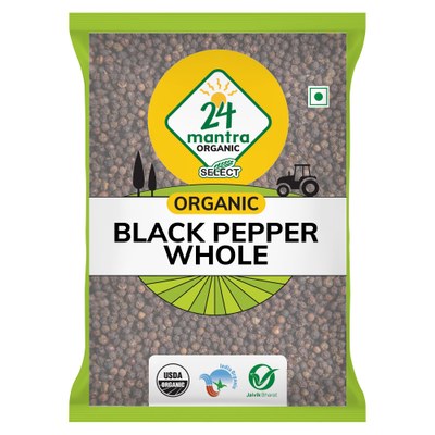 24 Mantra Organic Black Pepper Whole, 100 Grams