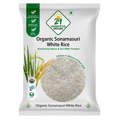 24 Mantra Organic White Sona Masoori Rice, 20 Lb
