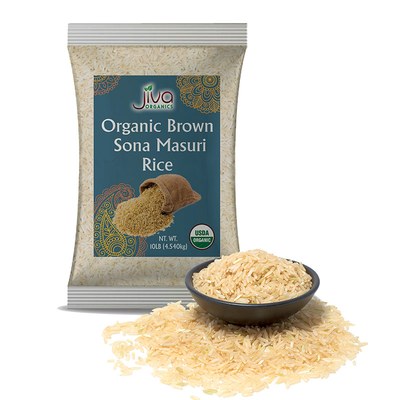 Jiva Organic Brown Sona Masuri Rice, 10 Lb