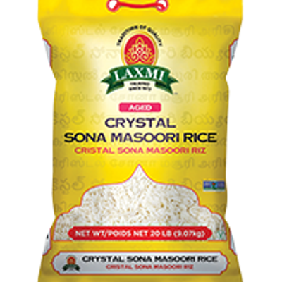 Laxmi Crystal Sona Masoori Rice,  20 LB