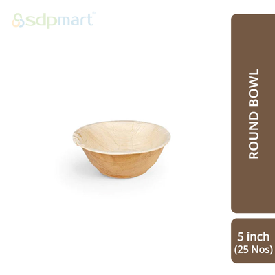 SDPMart Premium Palm Leaf Plate Round Deep Bowl 5 INCH