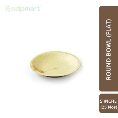 SDPMart Premium Palm Leaf Plate Round Bowl (Flat) 5 INCH