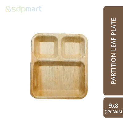 SDPMart Premium Palm Leaf Plate Partition 9X8 INCH U2L1