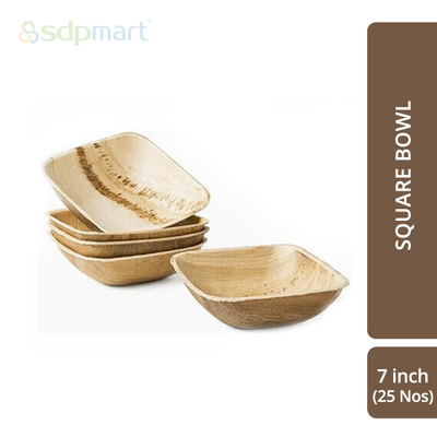 SDPMart Premium Palm leaf Plate Square Bowl 7 INCH
