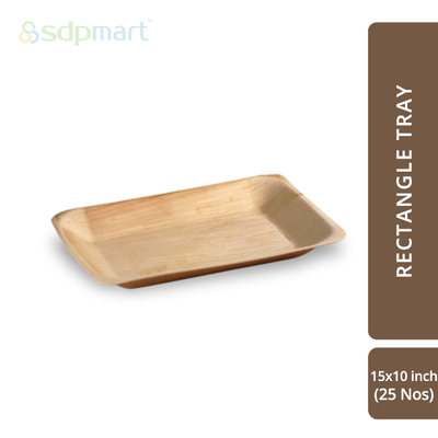 SDPMart Premium Palm Leaf Plate Rectangle Tray 15X10 INCH