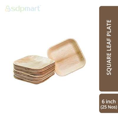 SDPMart Premium Palm Leaf Plate Square 6 INCH