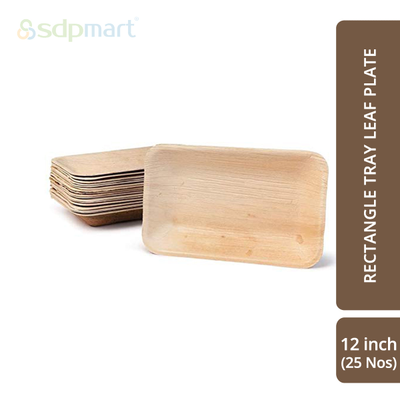 SDPMart Premium Palm Leaf Plate Rectangle Tray 12 INCH