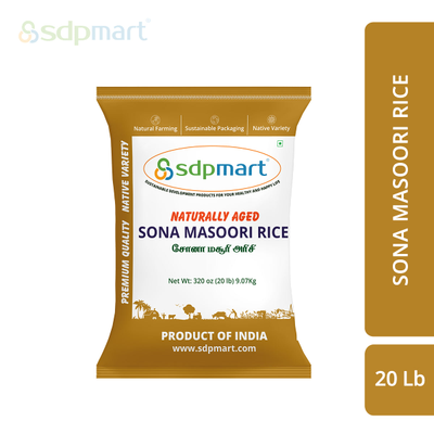 SDPMart Premium Sona Masoori Rice 20 LB( Including Packing Materials)