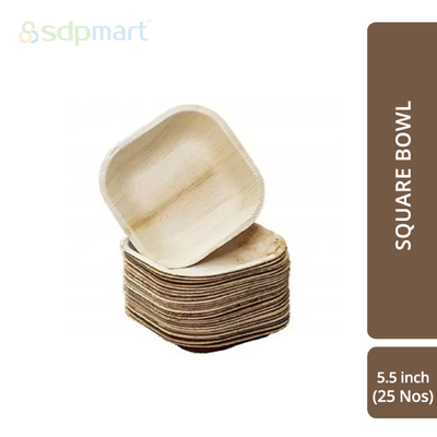 SDPMart Premium Palm Leaf Plate Square Bowl 5.5 INCH