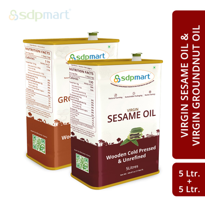 COM 01 - SDPMart Premium Virgin Sesame & Groundnut Oil 10 Liter COMBO 5LX2