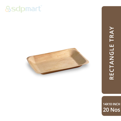 SDPMart Premium Palm Leaf Plate Rectangle Tray 14X10 INCH