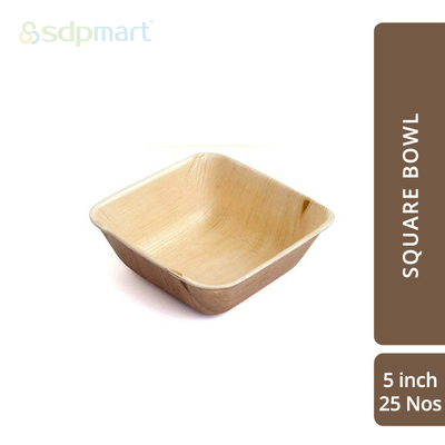 SDPMart Premium Palm Leaf Plate Square Bowl 5 INCH